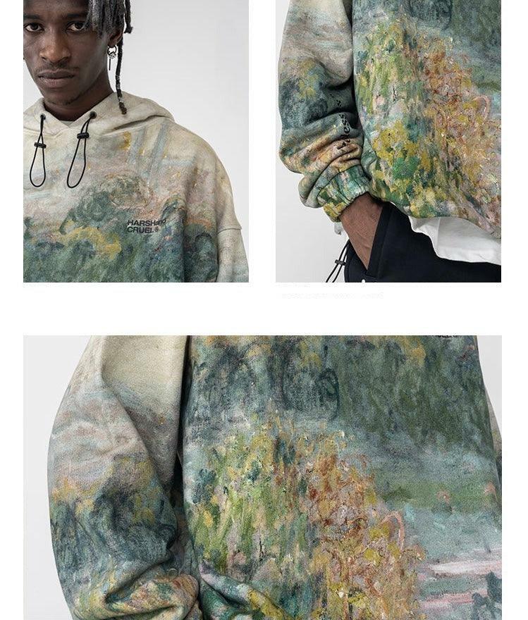 HARSH and CRUEL Painted Autumn Hoodie - Y2K Grunge, 90s Fashion, Retro Style, Pastel Goth Outfit