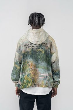 HARSH and CRUEL Painted Autumn Hoodie - Y2K Grunge, 90s Fashion, Retro Style, Pastel Goth Outfit