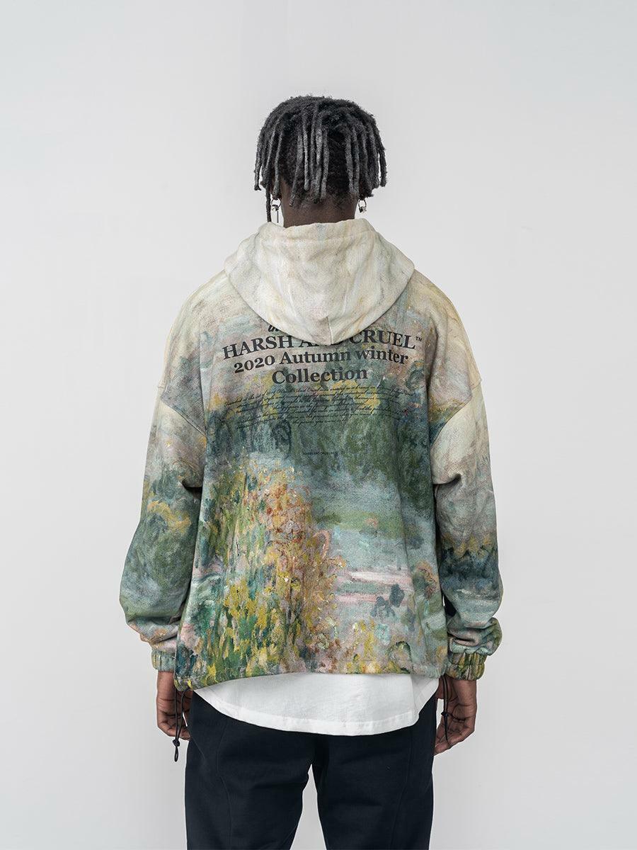HARSH and CRUEL Painted Autumn Hoodie - Y2K Grunge, 90s Fashion, Retro Style, Pastel Goth Outfit