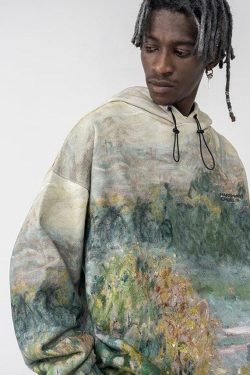 HARSH and CRUEL Painted Autumn Hoodie - Y2K Grunge, 90s Fashion, Retro Style, Pastel Goth Outfit