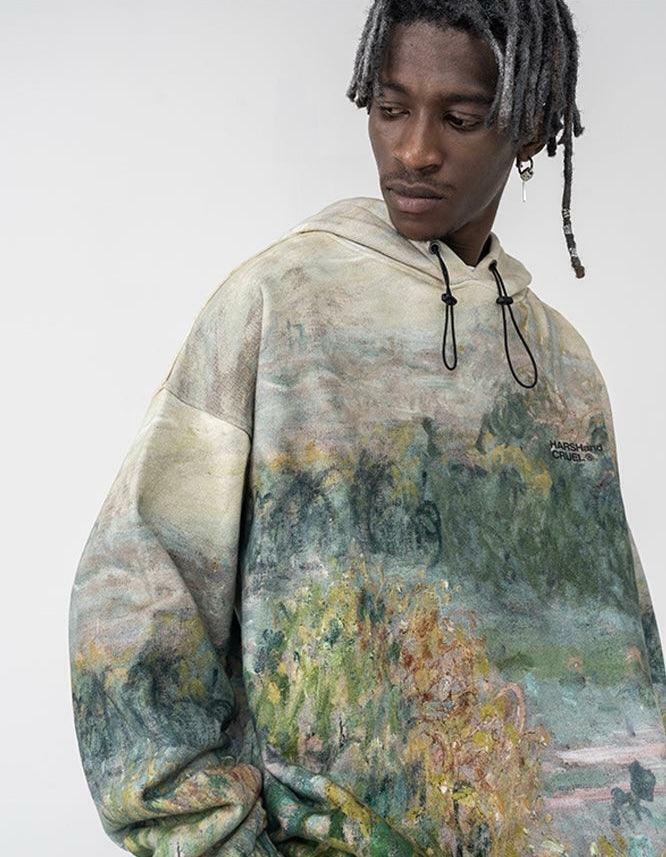 HARSH and CRUEL Painted Autumn Hoodie - Y2K Grunge, 90s Fashion, Retro Style, Pastel Goth Outfit