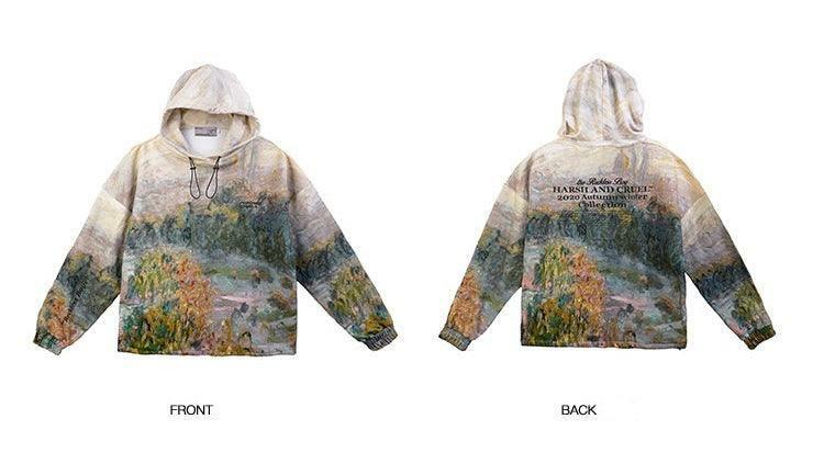 HARSH and CRUEL Painted Autumn Hoodie - Y2K Grunge, 90s Fashion, Retro Style, Pastel Goth Outfit