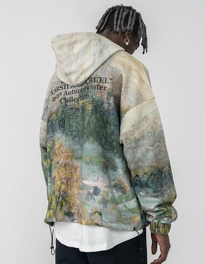 HARSH and CRUEL Painted Autumn Hoodie - Y2K Grunge, 90s Fashion, Retro Style, Pastel Goth Outfit