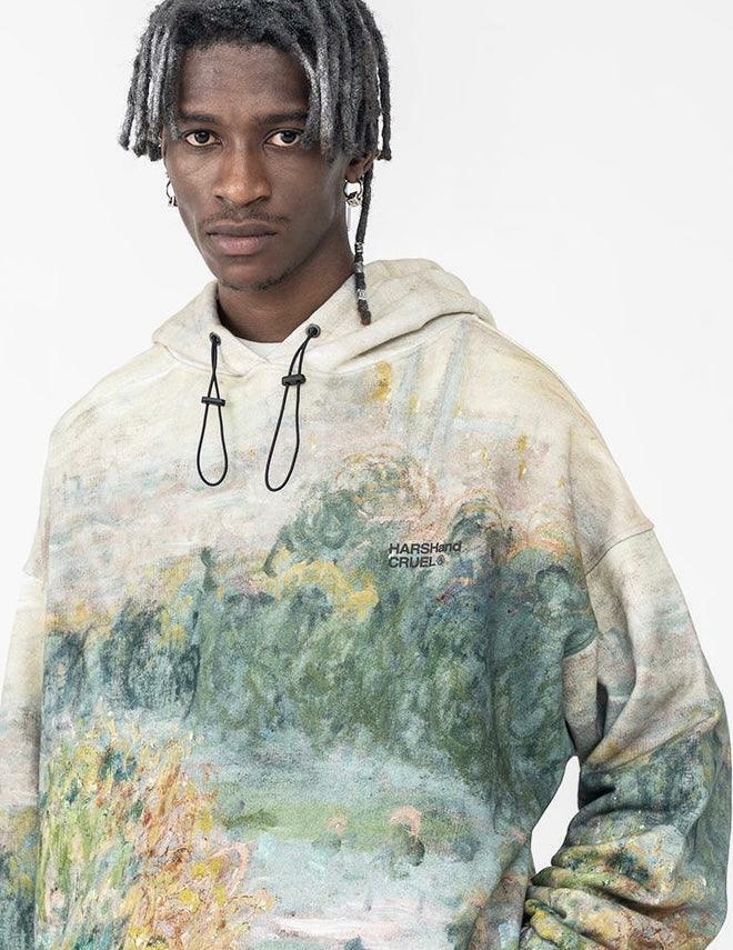 HARSH and CRUEL Painted Autumn Hoodie - Y2K Grunge, 90s Fashion, Retro Style, Pastel Goth Outfit