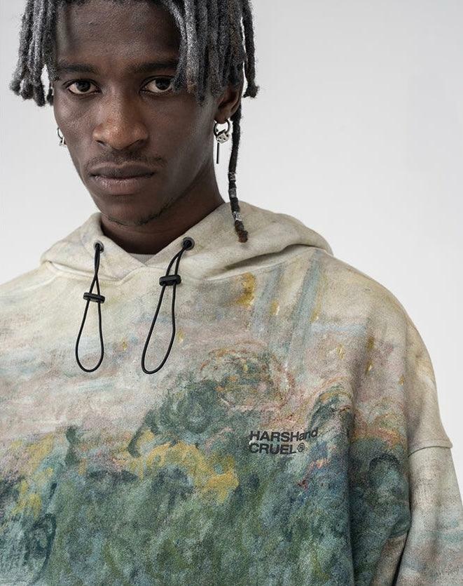HARSH and CRUEL Painted Autumn Hoodie - Y2K Grunge, 90s Fashion, Retro Style, Pastel Goth Outfit