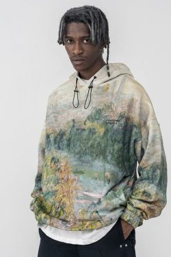 HARSH and CRUEL Painted Autumn Hoodie - Y2K Grunge, 90s Fashion, Retro Style, Pastel Goth Outfit