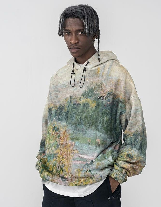 HARSH and CRUEL Painted Autumn Hoodie - Y2K Grunge, 90s Fashion, Retro Style, Pastel Goth Outfit