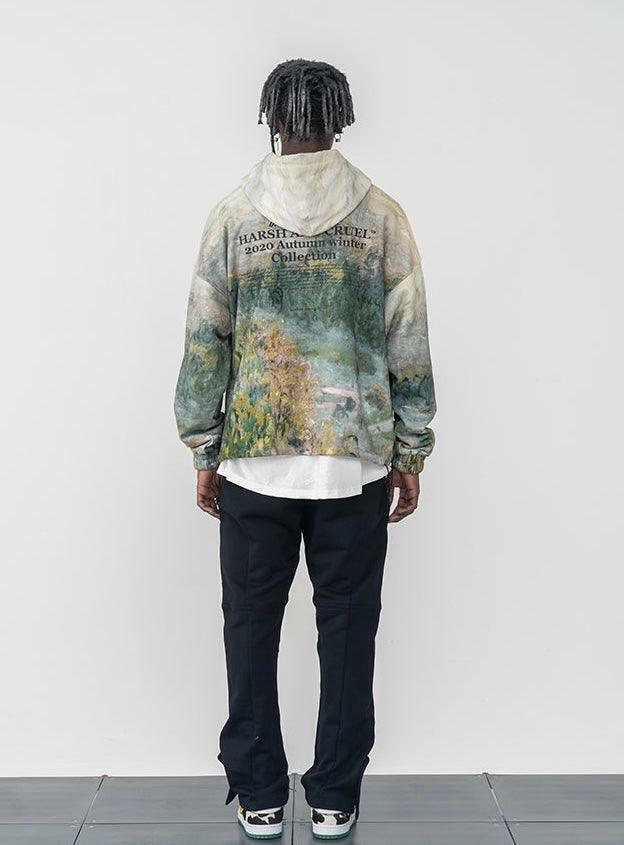 HARSH and CRUEL Painted Autumn Hoodie - Y2K Grunge, 90s Fashion, Retro Style, Pastel Goth Outfit