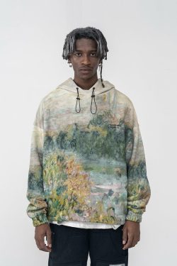 HARSH and CRUEL Painted Autumn Hoodie - Y2K Grunge, 90s Fashion, Retro Style, Pastel Goth Outfit