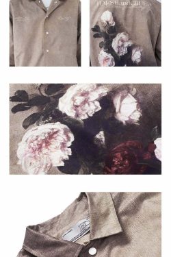 HARSH and CRUEL Painted Flowers Windbreaker Jacket - Y2K Summer, 90s Grunge, Retro Style