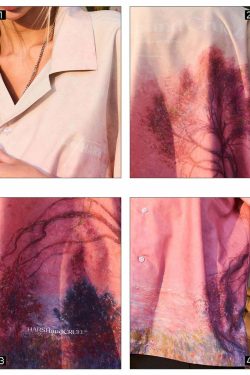 HARSH and CRUEL Painted Sunset Button-Up - Y2K Summer Grunge 90s Retro Fashion for Women