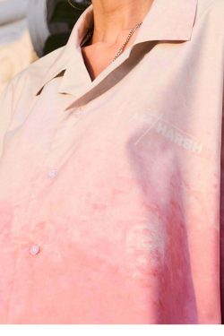 HARSH and CRUEL Painted Sunset Button-Up - Y2K Summer Grunge 90s Retro Fashion for Women