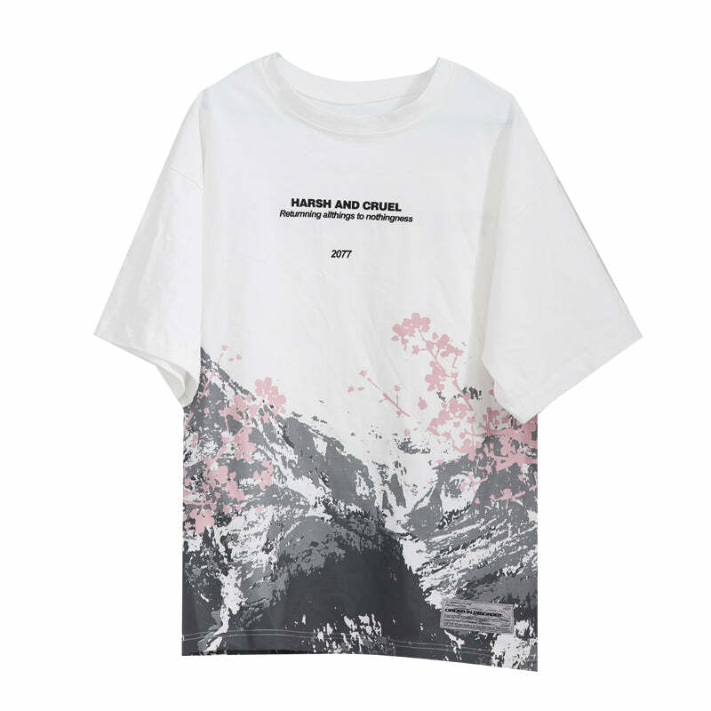 HARSH and CRUEL Snow Sakura Tee - Y2K Summer Grunge, 90s Retro, Pastel Goth, Y2K Popstar