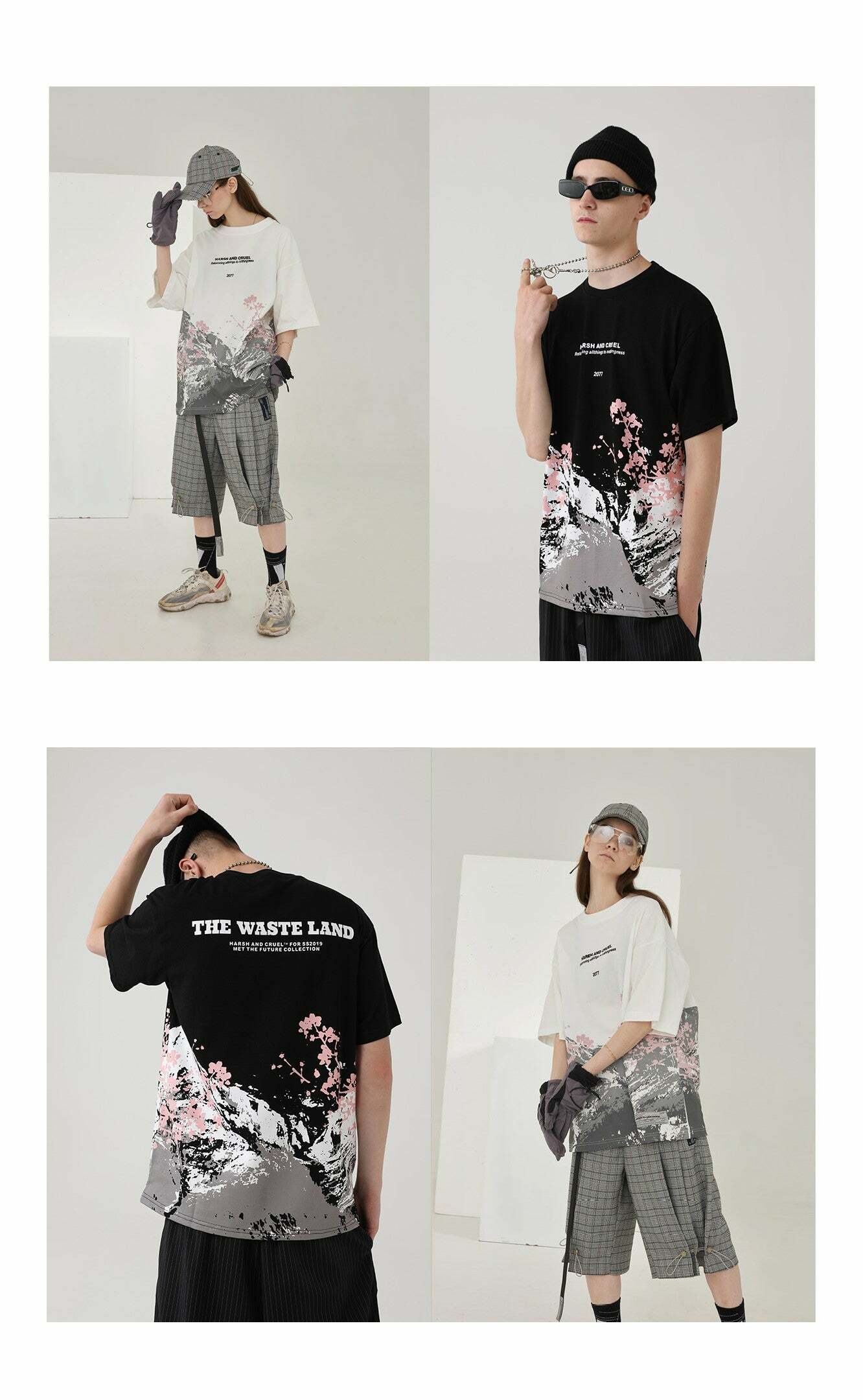 HARSH and CRUEL Snow Sakura Tee - Y2K Summer Grunge, 90s Retro, Pastel Goth, Y2K Popstar