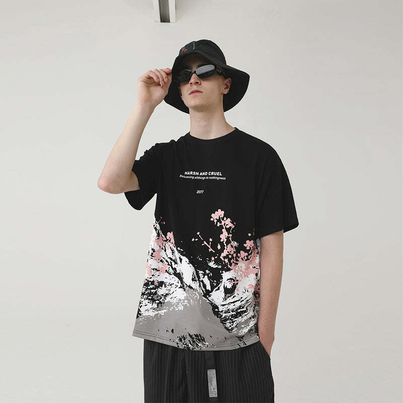 HARSH and CRUEL Snow Sakura Tee - Y2K Summer Grunge, 90s Retro, Pastel Goth, Y2K Popstar