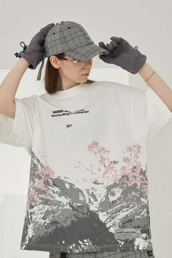 HARSH and CRUEL Snow Sakura Tee - Y2K Summer Grunge, 90s Retro, Pastel Goth, Y2K Popstar