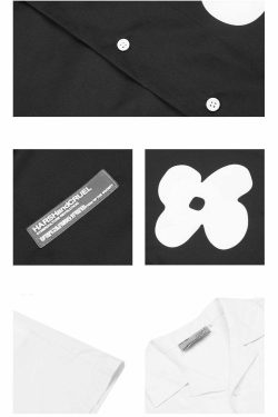 HARSH and CRUEL Solitary Flower Button-Up - Y2K Summer Grunge 90s Retro Fashion Top