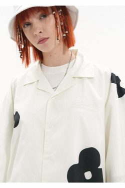 HARSH and CRUEL Solitary Flower Button-Up - Y2K Summer Grunge 90s Retro Fashion Top
