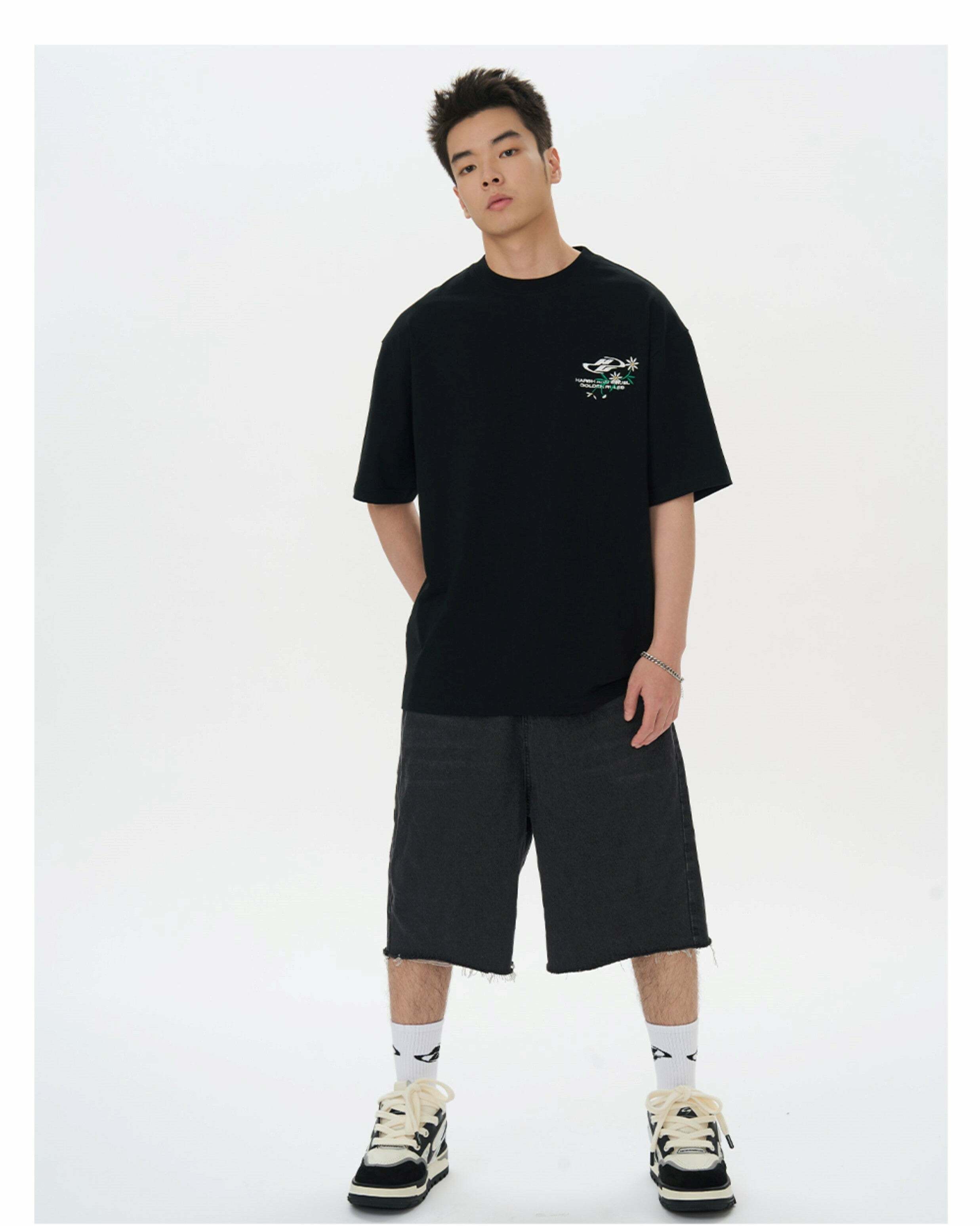 HARSH and CRUEL Y2K Embroidered Daisies Tee - Retro 90s Grunge Summer Outfit, Baby Tee Style