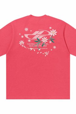 HARSH and CRUEL Y2K Embroidered Daisies Tee - Retro 90s Grunge Summer Outfit for Women