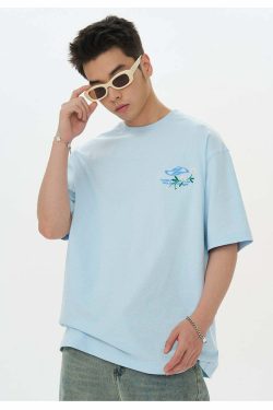 HARSH and CRUEL Y2K Embroidered Daisies Tee - Retro 90s Grunge Summer Outfit for Women