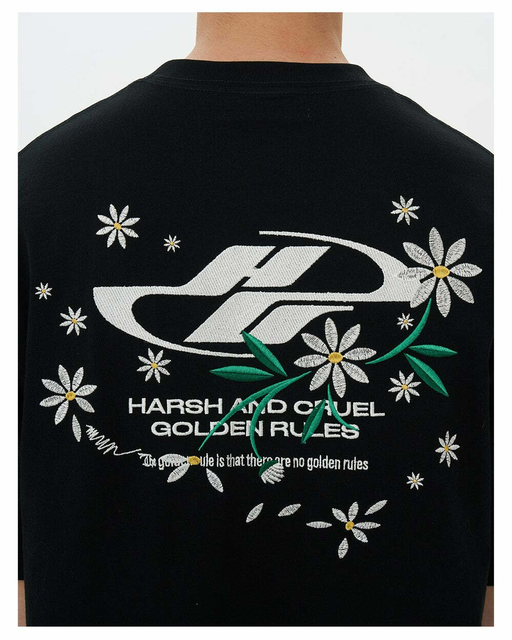 HARSH and CRUEL Y2K Embroidered Daisies Tee - Retro 90s Grunge Summer Outfit for Women