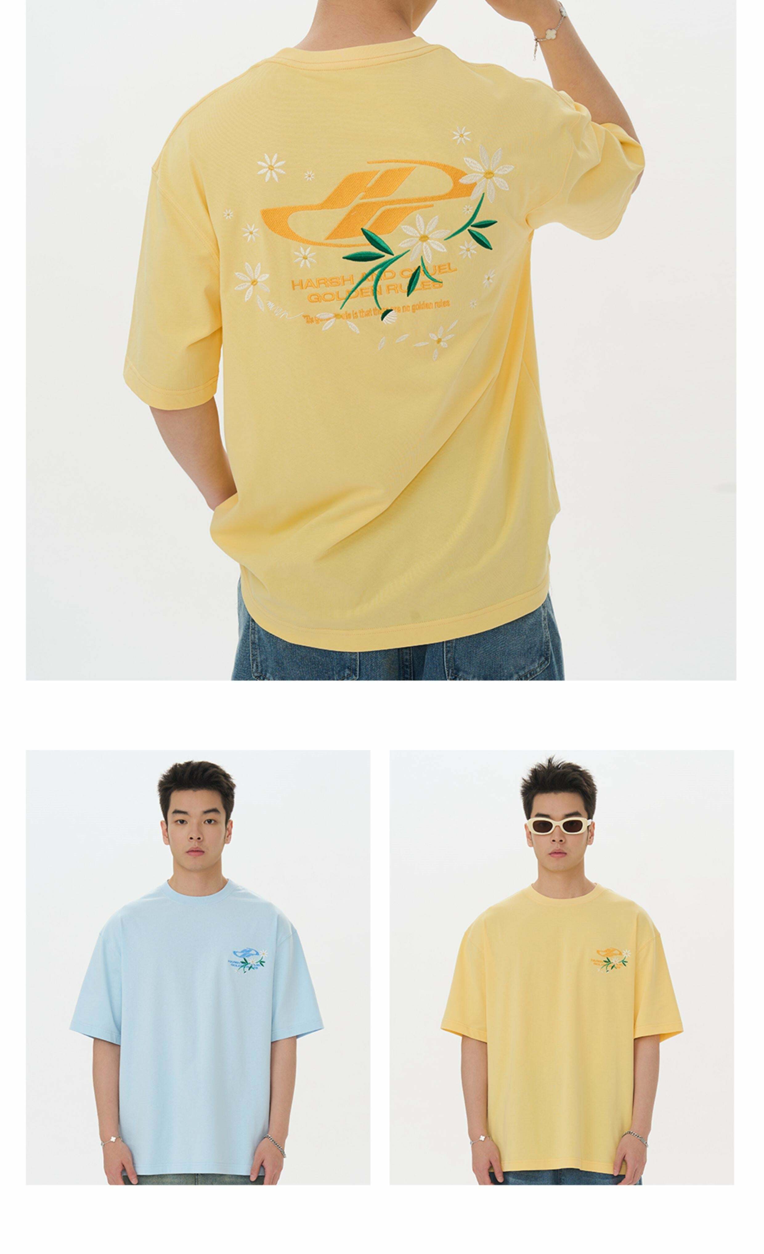 HARSH and CRUEL Y2K Embroidered Daisies Tee - Retro 90s Grunge Summer Outfit for Women