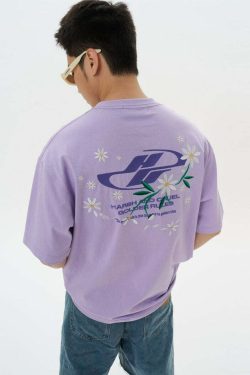 HARSH and CRUEL Y2K Embroidered Daisies Tee - Retro 90s Grunge Summer Outfit for Women