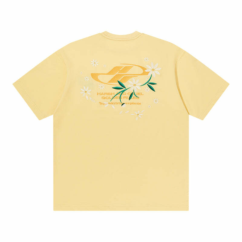 HARSH and CRUEL Y2K Embroidered Daisies Tee - Retro 90s Grunge Summer Outfit for Women