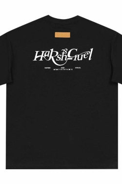 HARSH and CRUEL Y2K Grunge Logo Tee - Retro 90s Fashion, Summer Outfits, and Pastel Goth Style