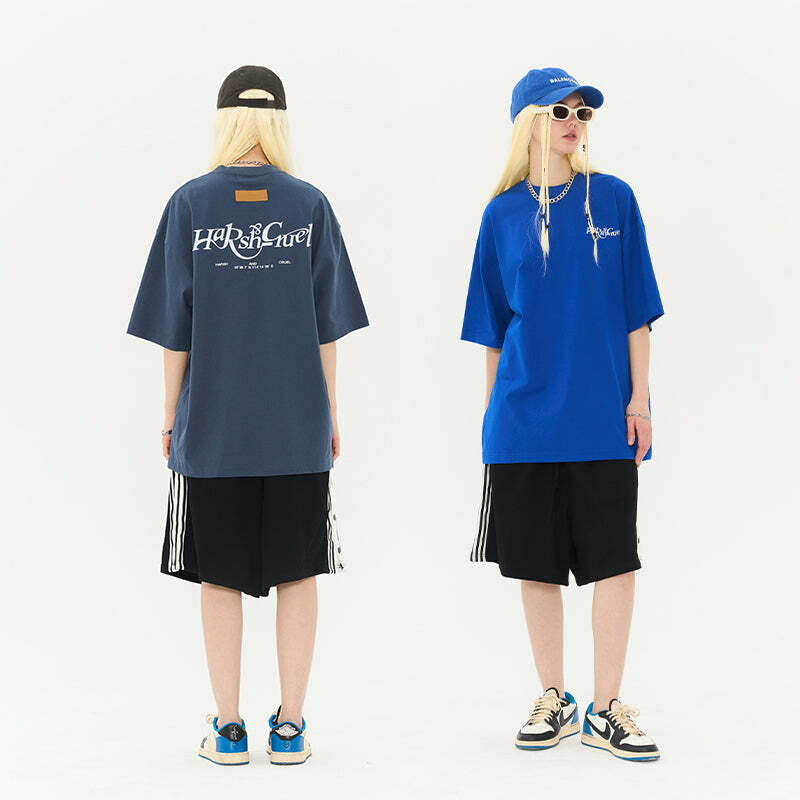 HARSH and CRUEL Y2K Grunge Logo Tee - Retro 90s Fashion, Summer Outfits, and Pastel Goth Style