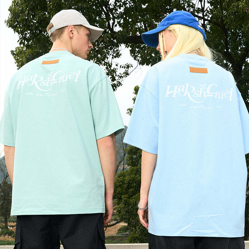 HARSH and CRUEL Y2K Grunge Logo Tee - Retro 90s Fashion, Summer Outfits, and Pastel Goth Style