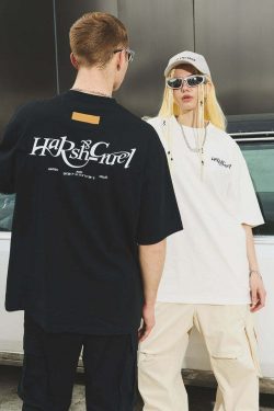 HARSH and CRUEL Y2K Grunge Logo Tee - Retro 90s Fashion, Summer Outfits, and Pastel Goth Style