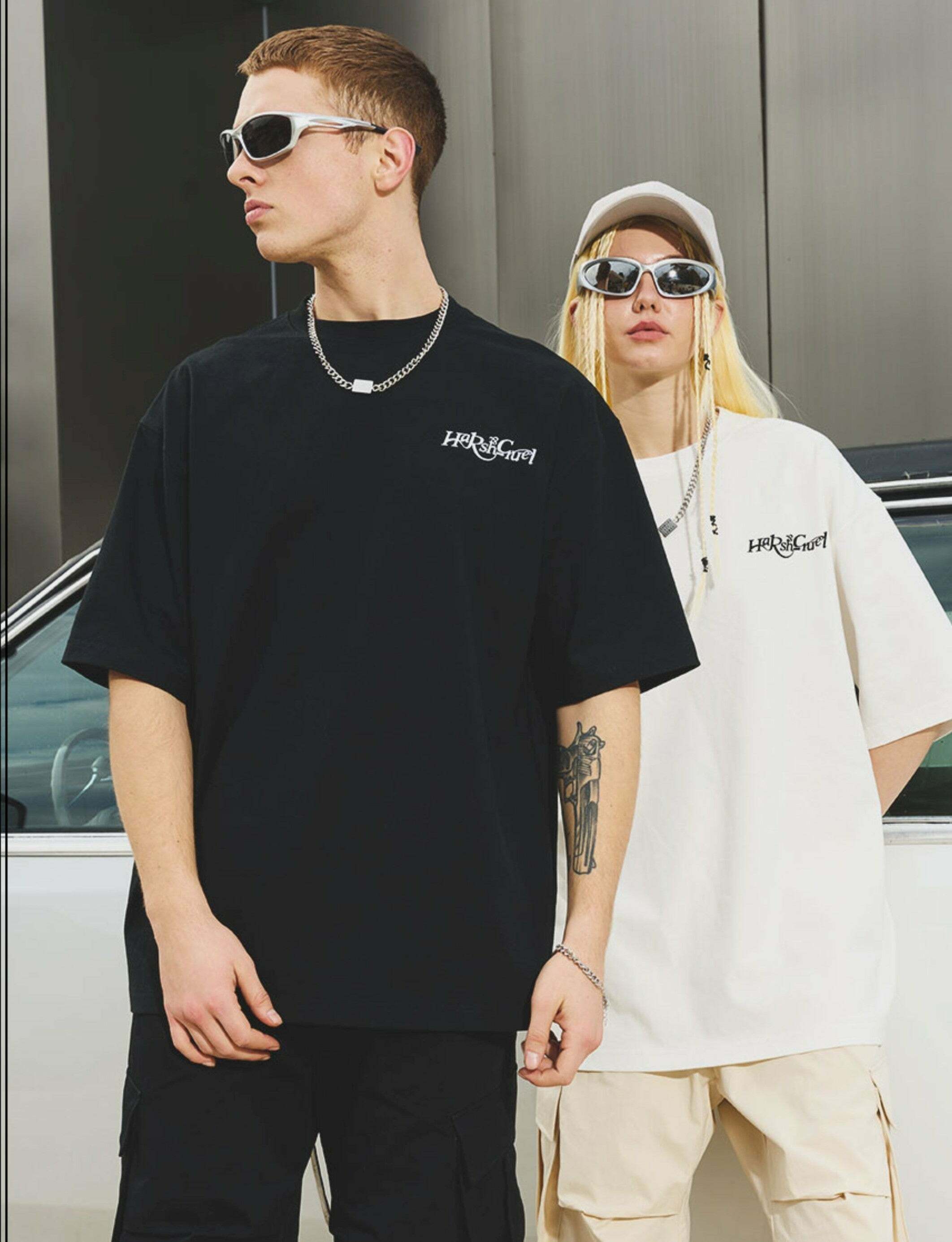 HARSH and CRUEL Y2K Grunge Logo Tee - Retro 90s Fashion, Summer Outfits, and Pastel Goth Style