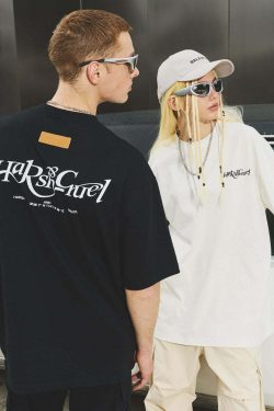 HARSH and CRUEL Y2K Grunge Logo Tee - Retro 90s Fashion, Summer Outfits, Gothic Y2K Style