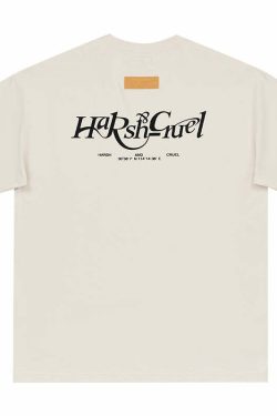HARSH and CRUEL Y2K Grunge Logo Tee - Retro 90s Fashion, Summer Outfits, Gothic Y2K Style
