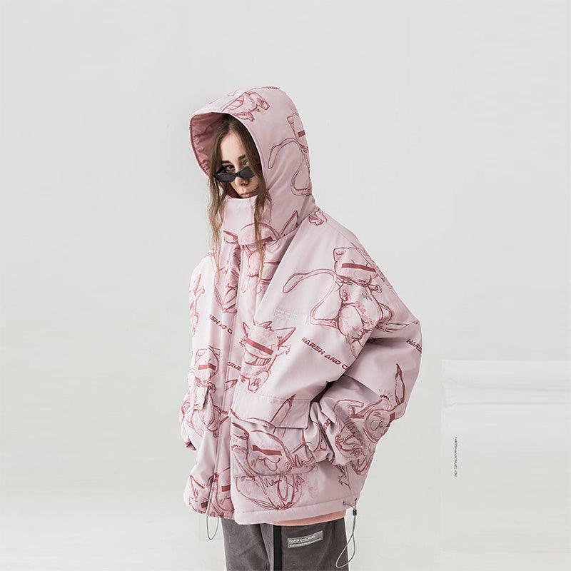 HARSH and CRUEL Y2K Grunge Parka Jacket - Retro 90s Fashion, Gothic Y2K, Summer Outfits