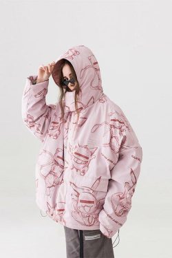 HARSH and CRUEL Y2K Grunge Parka Jacket - Retro 90s Fashion, Gothic Y2K, Summer Outfits