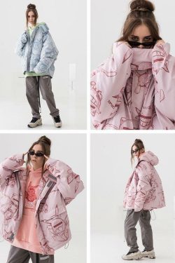 HARSH and CRUEL Y2K Grunge Parka Jacket - Retro 90s Fashion, Gothic Y2K, Summer Outfits