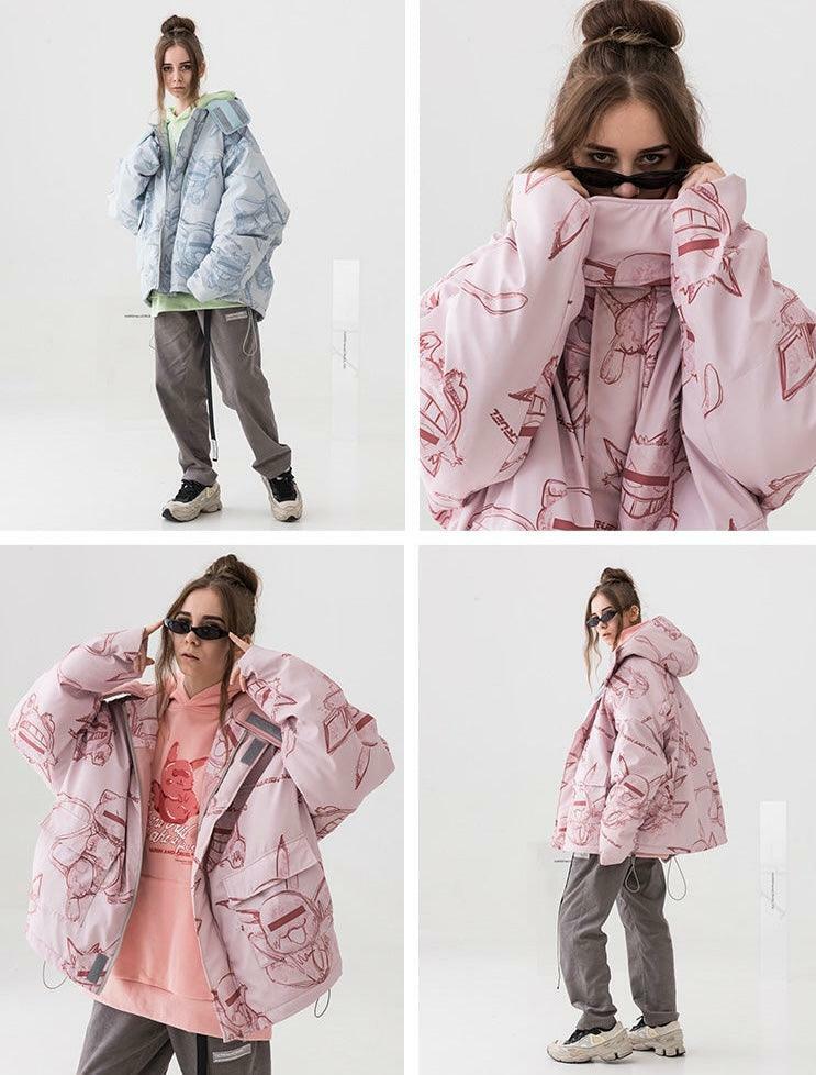 HARSH and CRUEL Y2K Grunge Parka Jacket - Retro 90s Fashion, Gothic Y2K, Summer Outfits