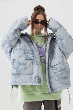 HARSH and CRUEL Y2K Grunge Parka Jacket - Retro 90s Fashion, Gothic Y2K, Summer Outfits