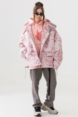 HARSH and CRUEL Y2K Grunge Parka Jacket - Retro 90s Fashion, Gothic Y2K, Summer Outfits