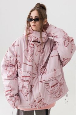 HARSH and CRUEL Y2K Grunge Parka Jacket - Retro 90s Fashion, Gothic Y2K, Summer Outfits