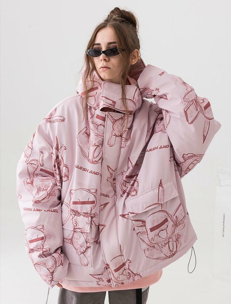HARSH and CRUEL Y2K Grunge Parka Jacket - Retro 90s Fashion, Gothic Y2K, Summer Outfits