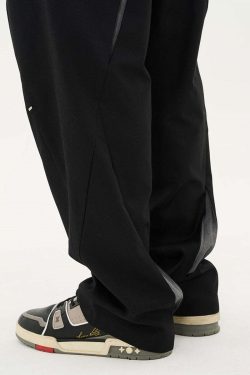 HARSH and CRUEL Y2K Grunge Spliced Trousers - 90s Retro Summer Fashion, Gothic Y2K Outfits