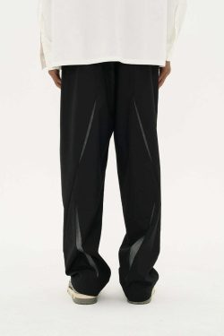 HARSH and CRUEL Y2K Grunge Spliced Trousers - 90s Retro Summer Fashion, Gothic Y2K Outfits