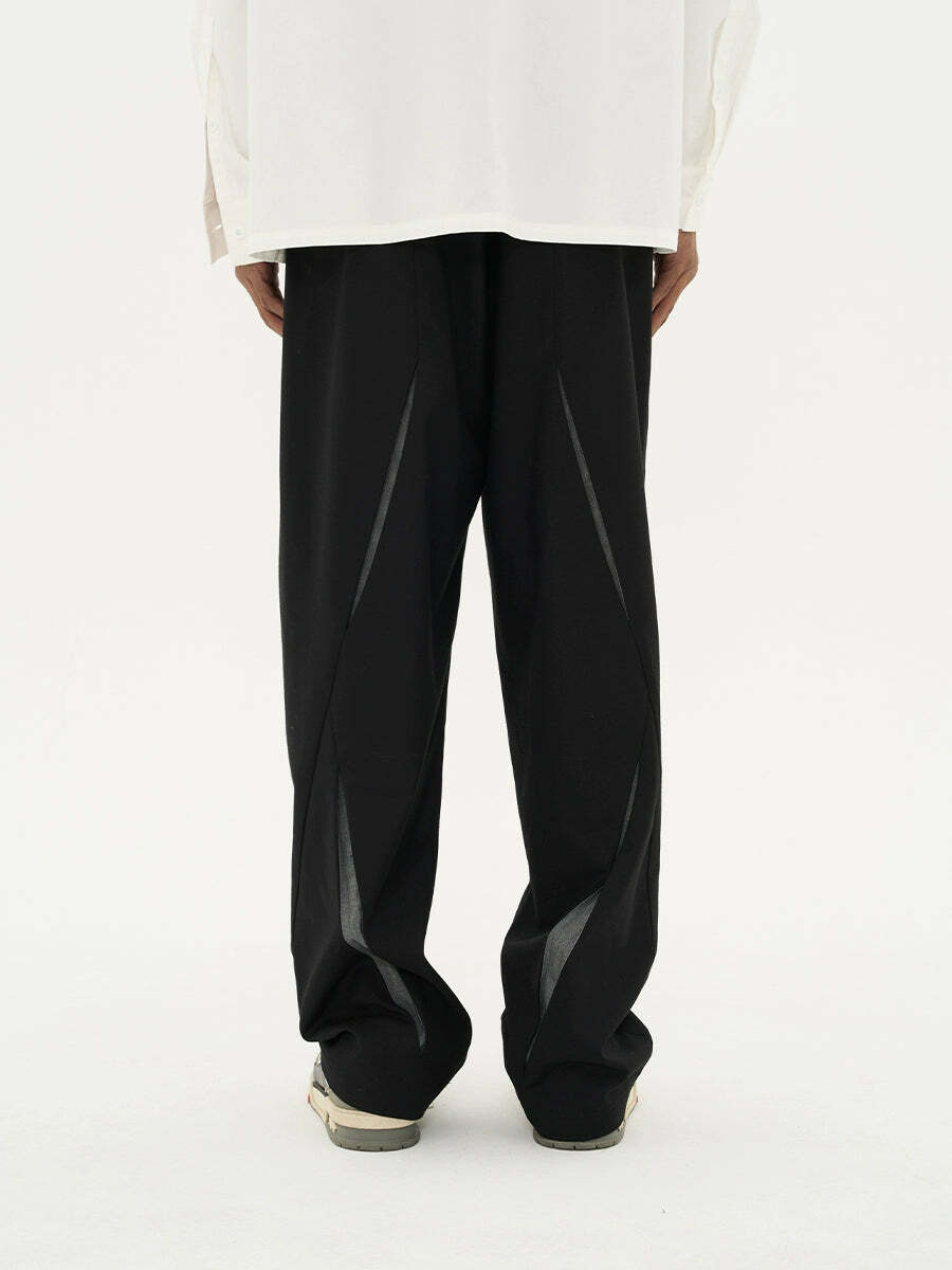 HARSH and CRUEL Y2K Grunge Spliced Trousers - 90s Retro Summer Fashion, Gothic Y2K Outfits