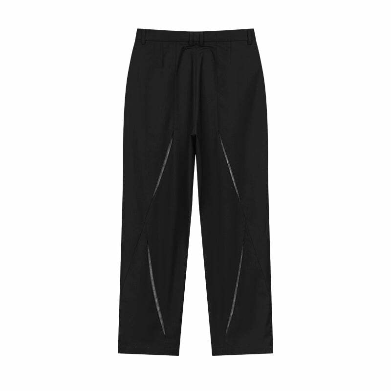 HARSH and CRUEL Y2K Grunge Spliced Trousers - 90s Retro Summer Fashion, Gothic Y2K Outfits
