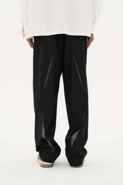 HARSH and CRUEL Y2K Grunge Spliced Trousers - 90s Retro Summer Fashion, Gothic Y2K Outfits