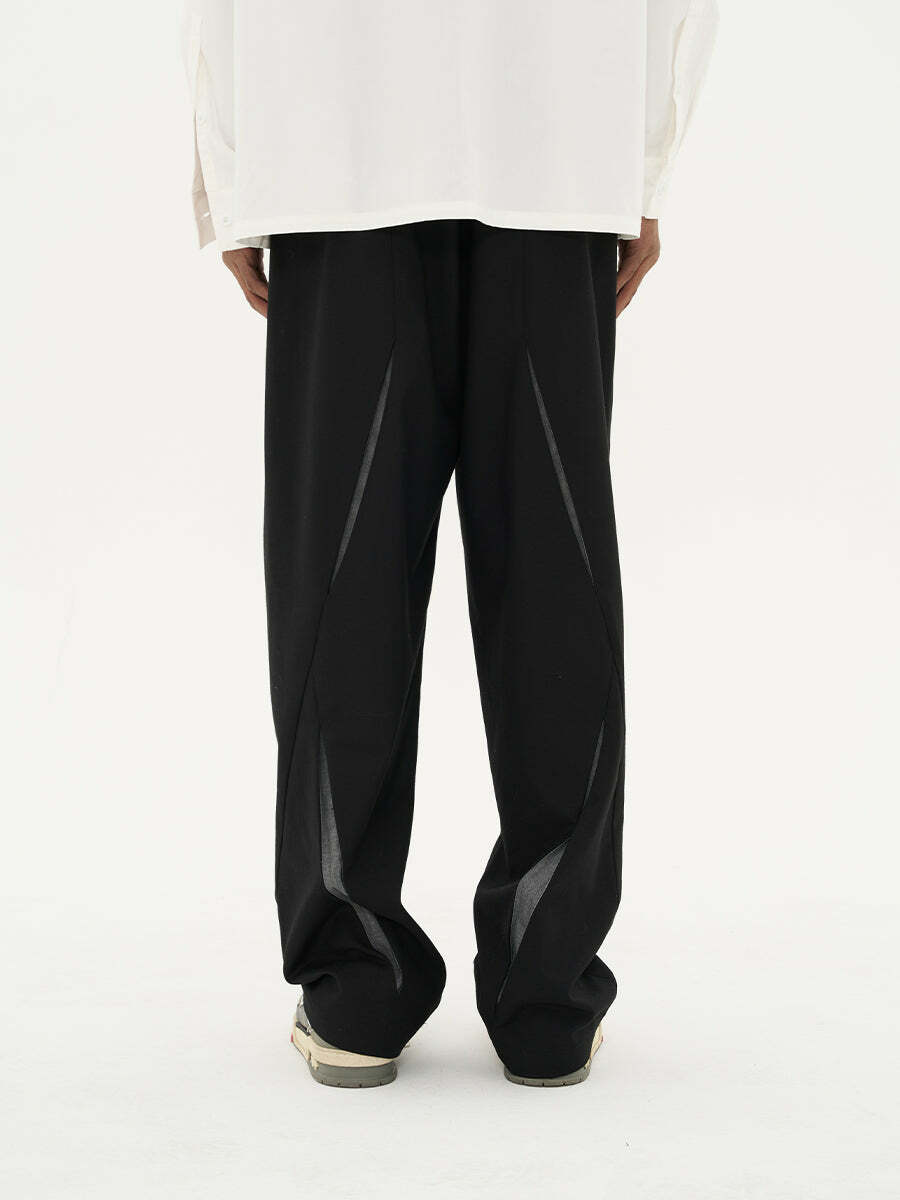HARSH and CRUEL Y2K Grunge Spliced Trousers - 90s Retro Summer Fashion, Gothic Y2K Outfits